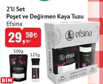 EFSİNA 2’Lİ SET POŞET VE DEĞİRMEN KAYA TUZU EFSİNA 2’Lİ SET POŞET VE DEĞİRMEN KAYA TUZU
